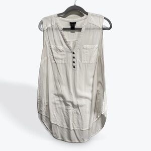 torrid White Sleeveless Henley Tunic